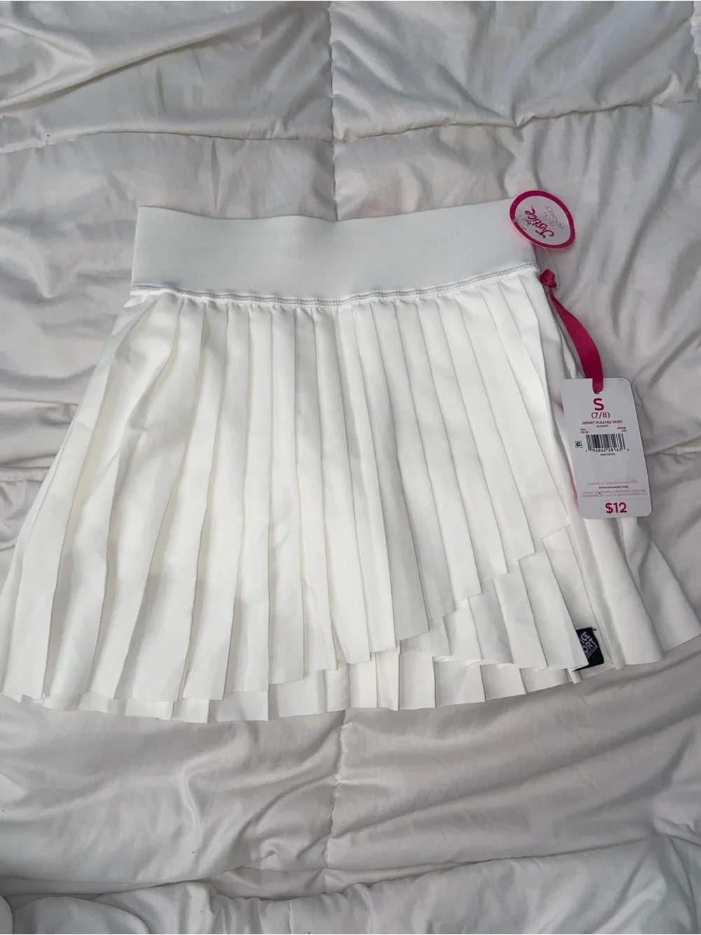 Justice Girls' White Pleated Skort with Pink Tag